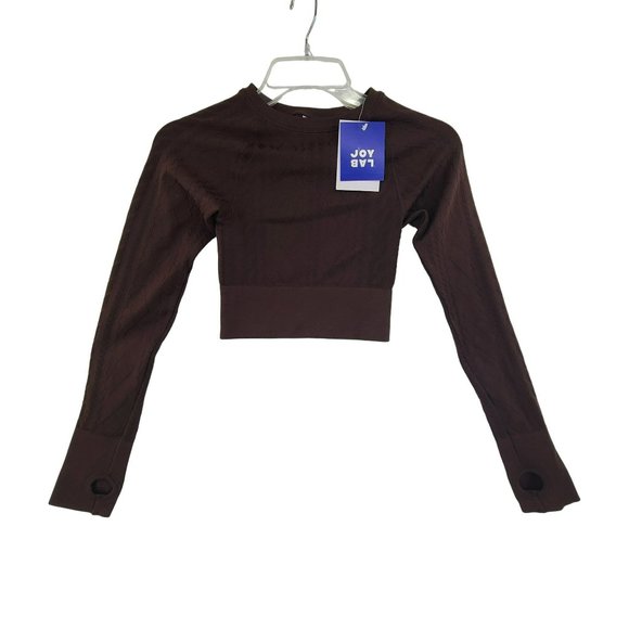 JoyLab Tops Joy Lab Nwt Womens Long Sleeve Crop Top Shirt Brown